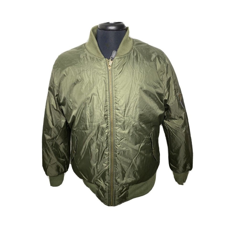 Yoki Outerwear Men's 1XL Olive Green Full‎ Zip Long Sleeve Insulated Jacket Coat